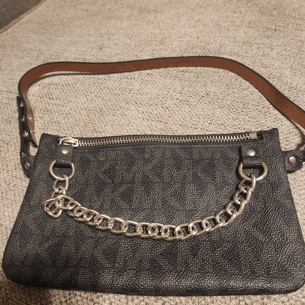 Michael Kors Black Handbag with Silver Chain